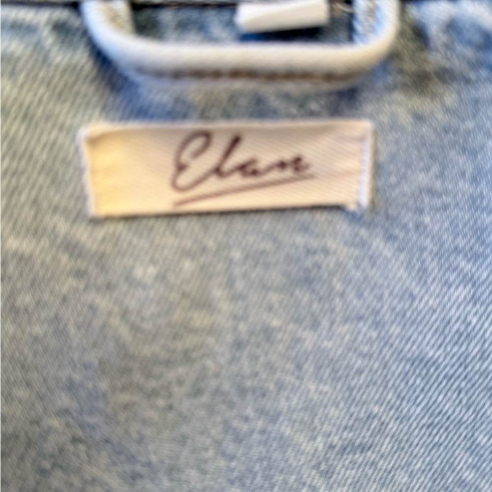 Elan Oversized Colorblock Denim Jacket Light Wash Large - Picture 4 of 8